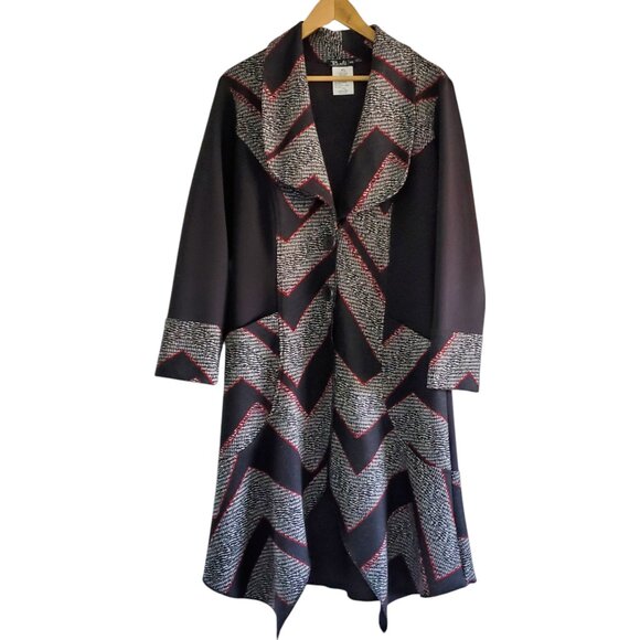 Mid-length Unique Blazer/Jacket in Black/Red/White Size Medium - Picture 1 of 11